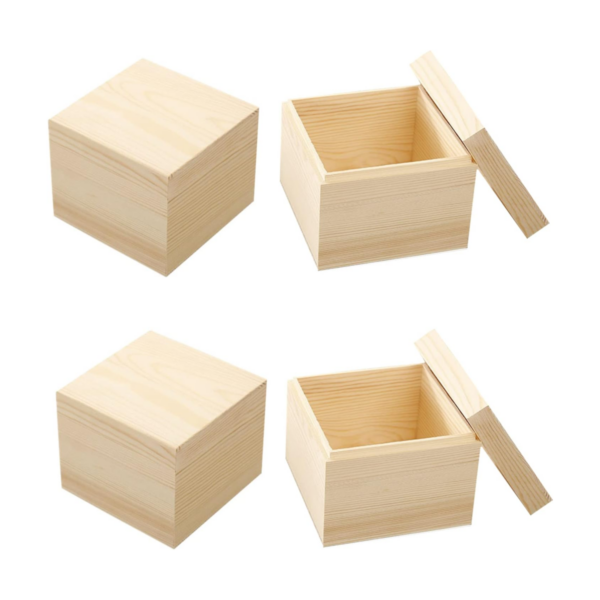 LONG TAO 4 cajas cuadradas de madera de 3.9 x 3.9 x 3.1_1