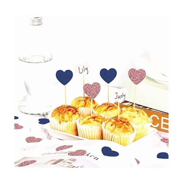 Confeti de corazón rosa y dorado azul marino 300 piezas_4