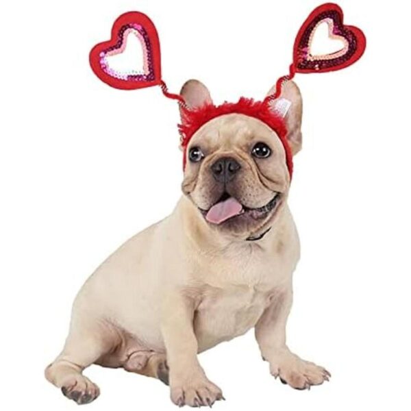 Diadema de corazón de San Valentín disfraz de perro para_6