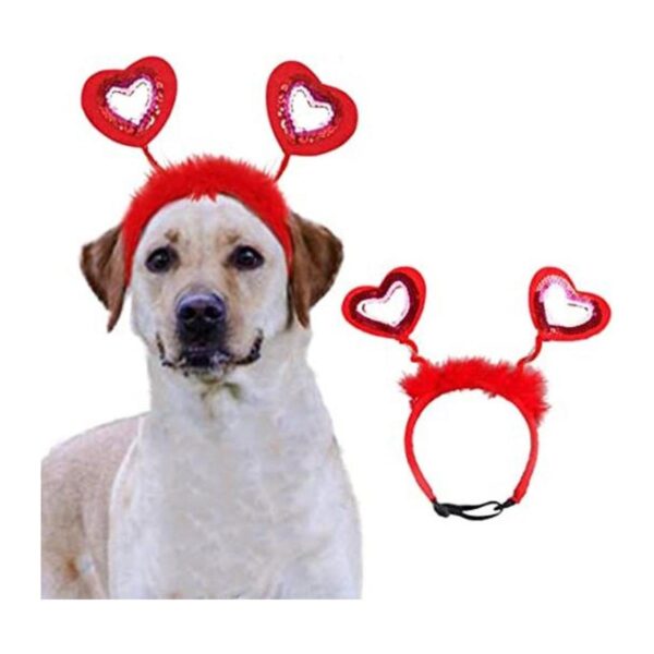 Diadema de corazón de San Valentín disfraz de perro para_1