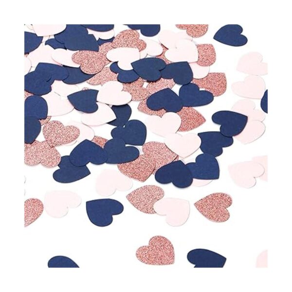 Confeti de corazón rosa y dorado azul marino 300 piezas_6