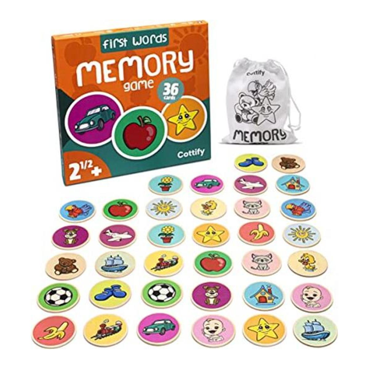 Cottify Juego de memoria de madera para niños pequeños de