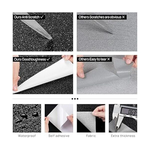 FunStick Papel tapiz con purpurina negra para despegar y