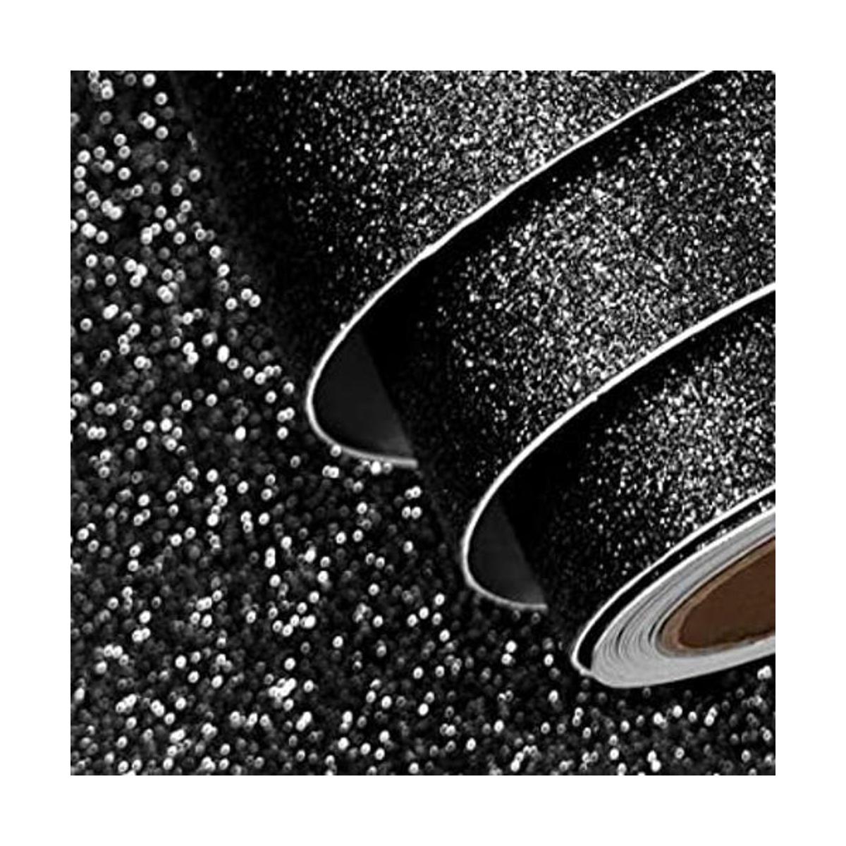 FunStick Papel tapiz con purpurina negra para despegar y