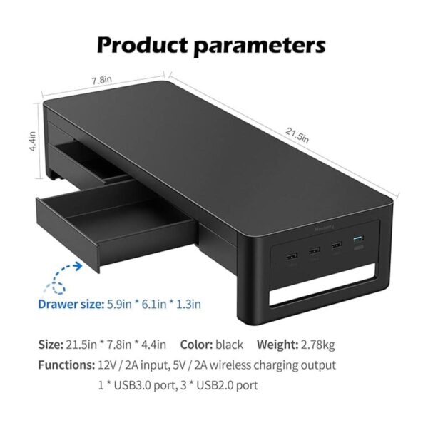 Meatanty Soporte elevador de monitor 2 en 1 con 2 cajones_3