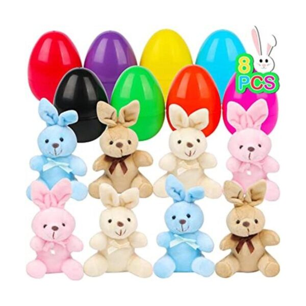 NEWBEA 8 huevos de Pascua rellenos con conejo de felpa_1