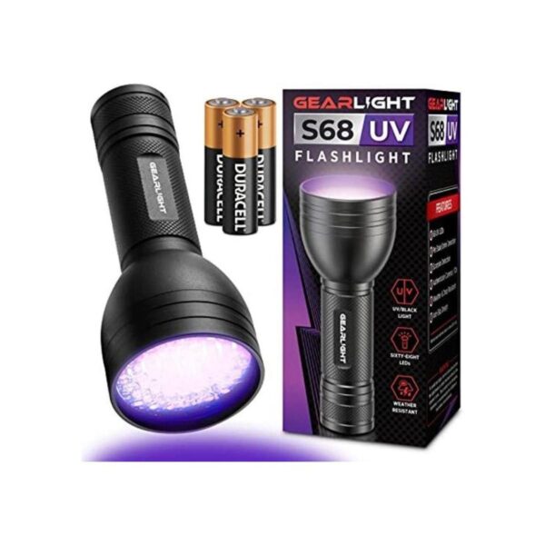 GearLight S68 Linterna UV con baterías luz negra