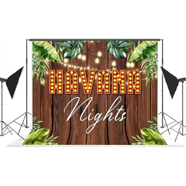 Lofaris Havana Nights Telón de fondo de madera con hojas