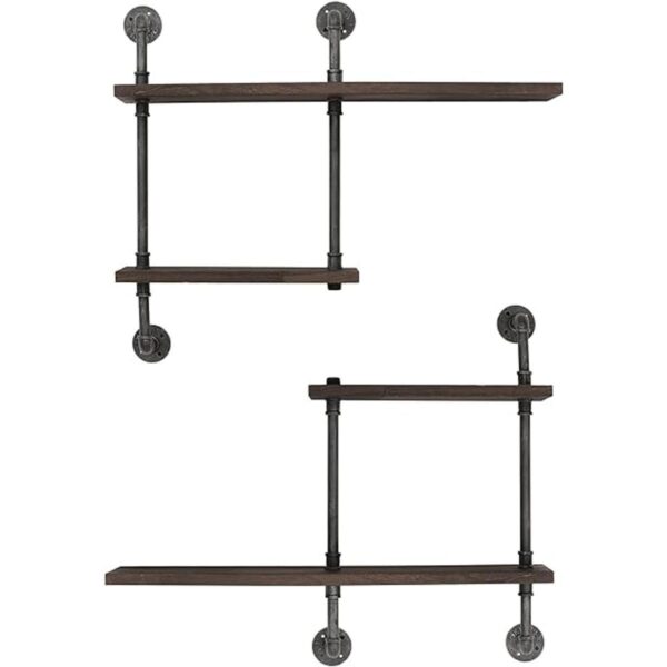 Estante de tubería industrial montado en la pared_1