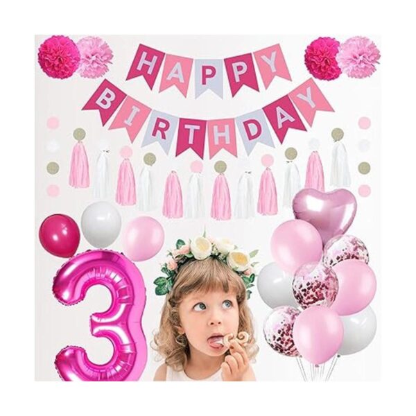 Decoraciones de cumpleaños de 3 años para niña globos de_3