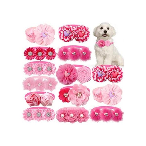 Paquete de 10 lazos para perro de San Valentín con diseño_1