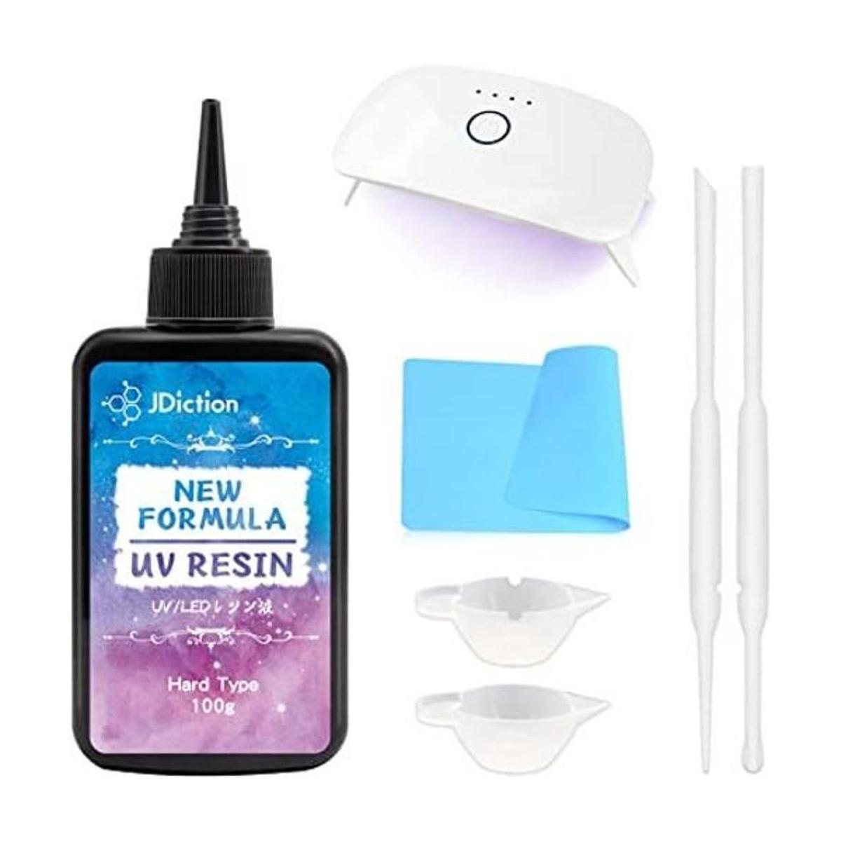 JDiction Kit de resina UV con luz pegamento de resina