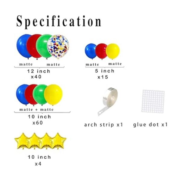 Kit de guirnalda de globos rojo azul amarillo verde_2