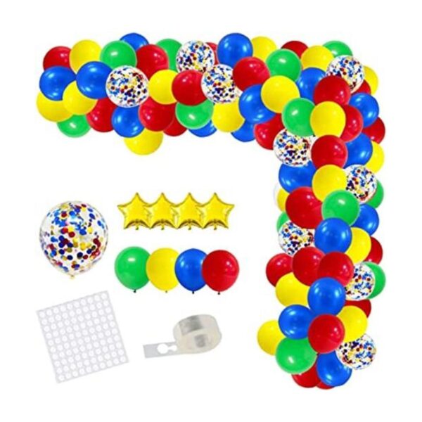 Kit de guirnalda de globos rojo azul amarillo verde_1