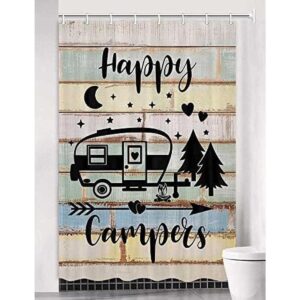Happy Camper Shower Curtain Camper RV Bathroom_1