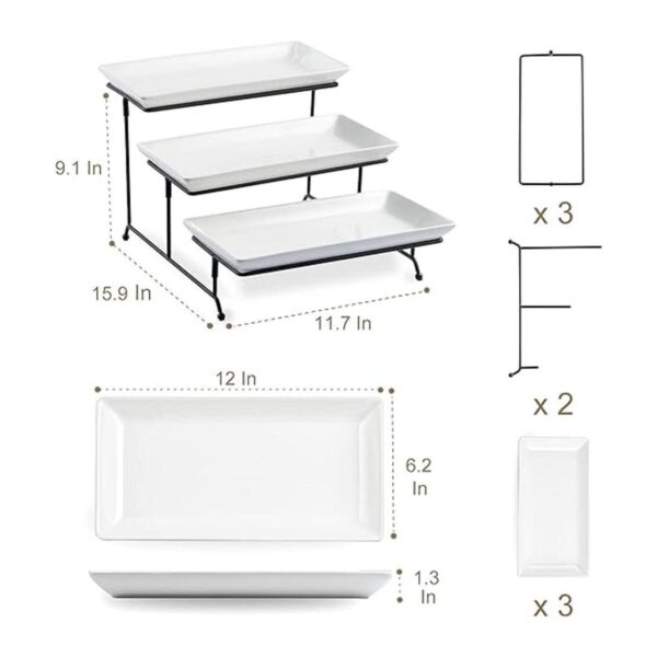 Juego de soporte y platos escalonados para servir de 3