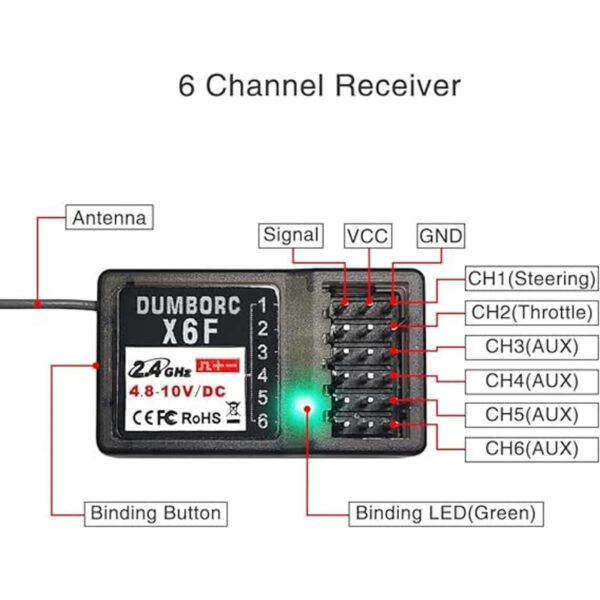 DUMBORC X6F Receptor RC de 6 canales de 2.4 GHz para_2