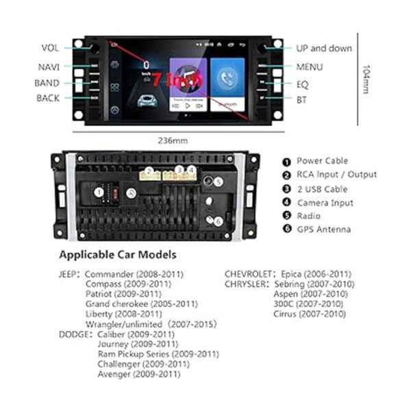 Estéreo de coche Android para Jeep Wrangler Chrysler_2
