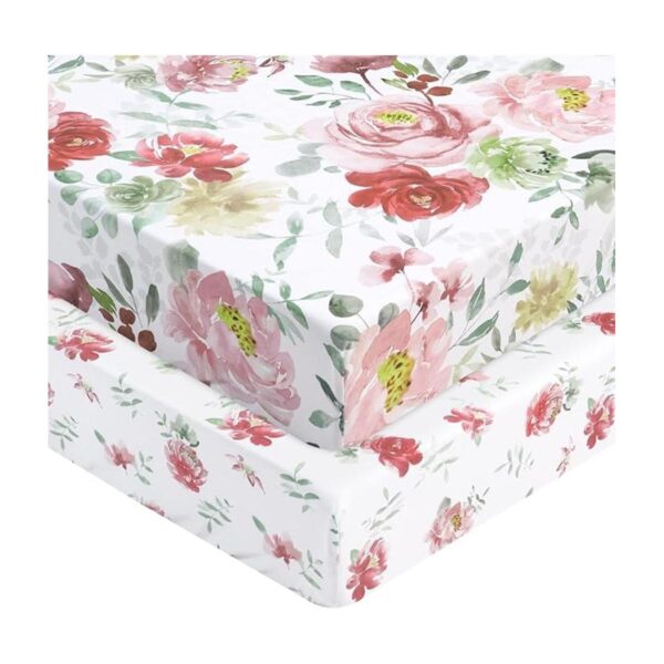 PHF Sábana bajera suave con diseño floral para cuna