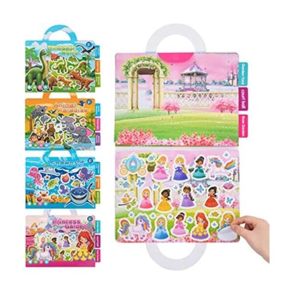 Juego de 4 libros de calcomanías reutilizables para niños