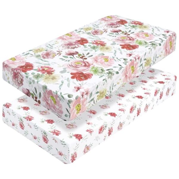 PHF Sábana bajera suave con diseño floral para cuna