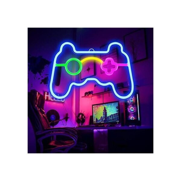 Letrero de neón de juego con forma de gamepad LED para