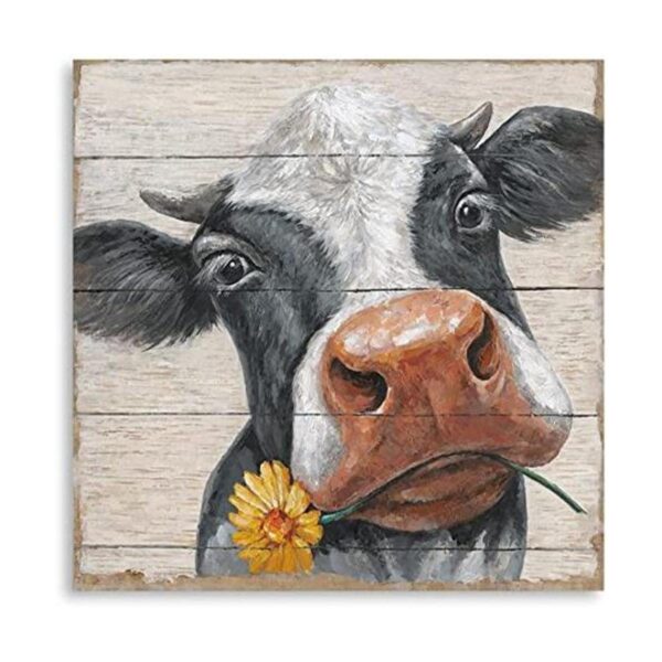 Cuadros rústicos de vaca para decoración de pared lienzo