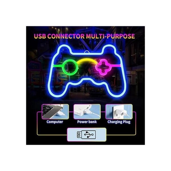 Letrero de neón de juego con forma de gamepad LED para