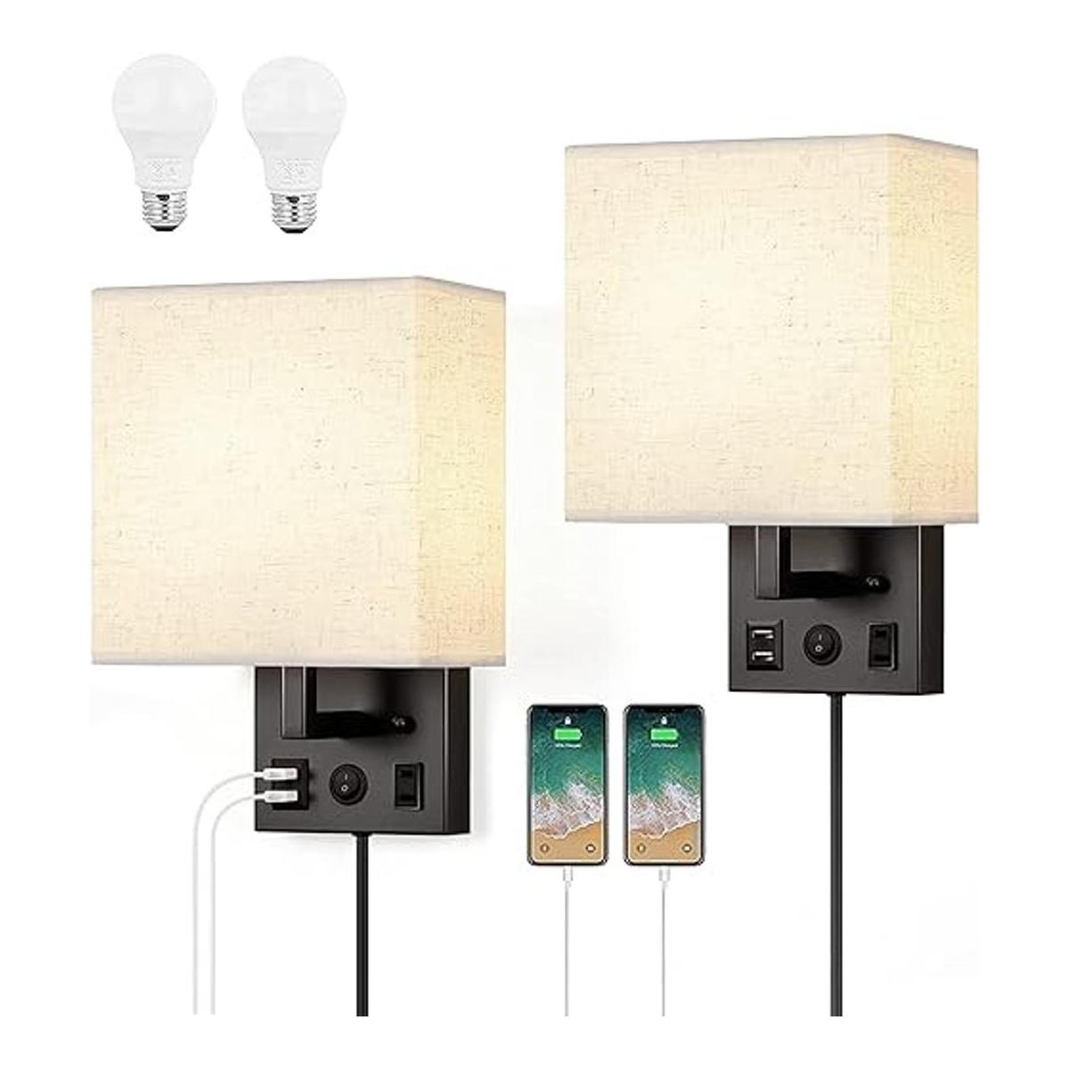 HAITRAL Apliques de pared enchufables con bombillas