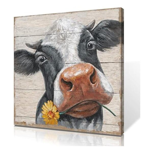 Cuadros rústicos de vaca para decoración de pared lienzo