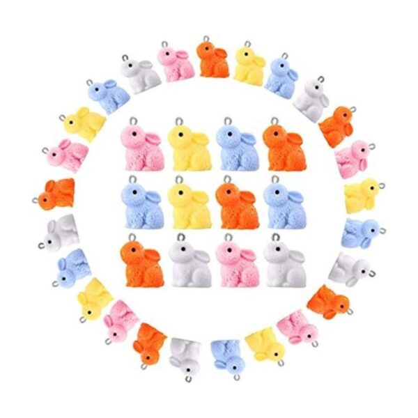 Juego de 40 abalorios de Pascua con diseño de conejo en