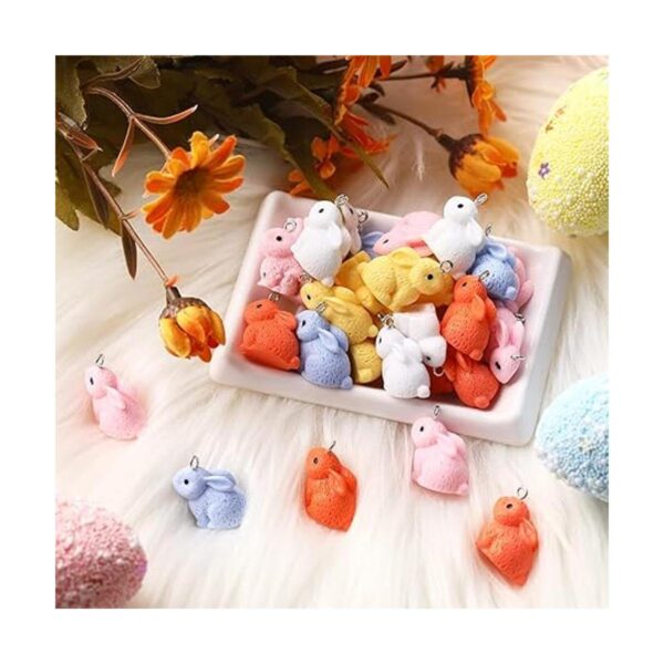 Juego de 40 abalorios de Pascua con diseño de conejo en