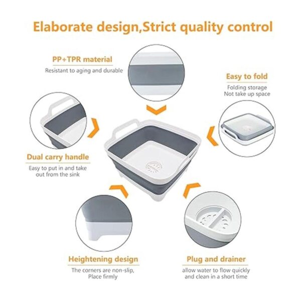 Lavabo plegable de plástico multiusos de 2.4 galones 9 L_3
