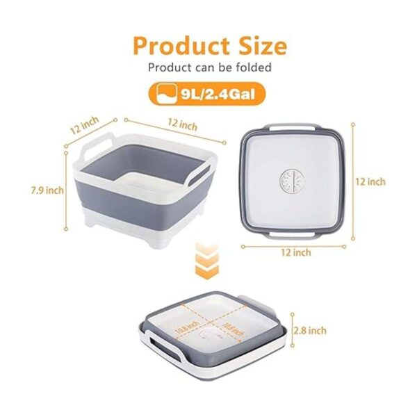 Lavabo plegable de plástico multiusos de 2.4 galones 9 L_2