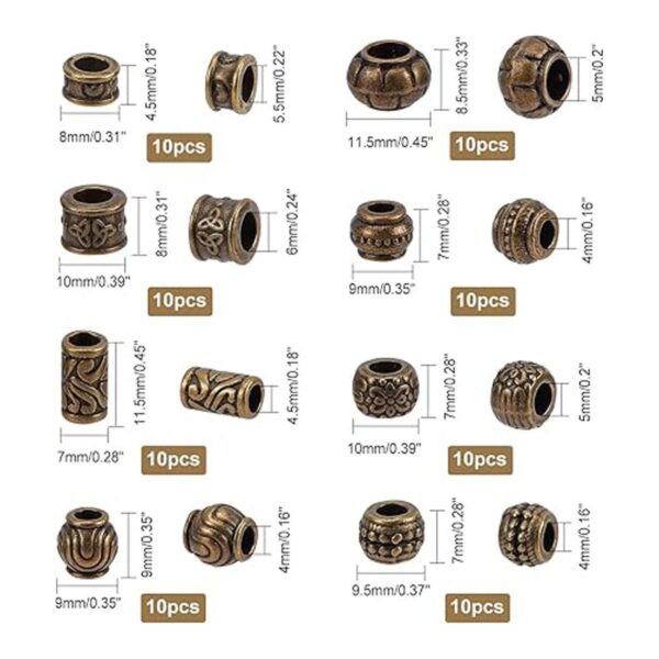 NBEADS 80 cuentas espaciadoras de agujeros grandes estilo_5