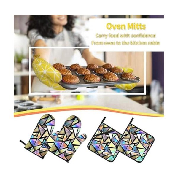 Juego de 4 manoplas de horno iridiscentes brillantes y