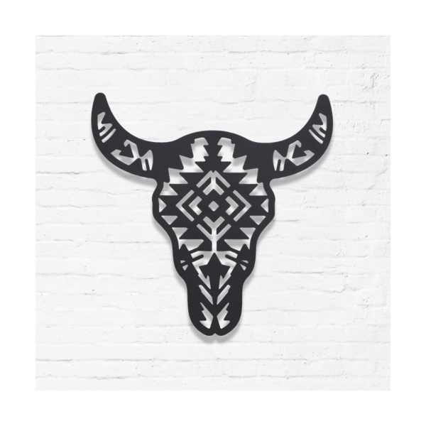 ORIGACH Decoración de pared de metal con calavera de vaca_1