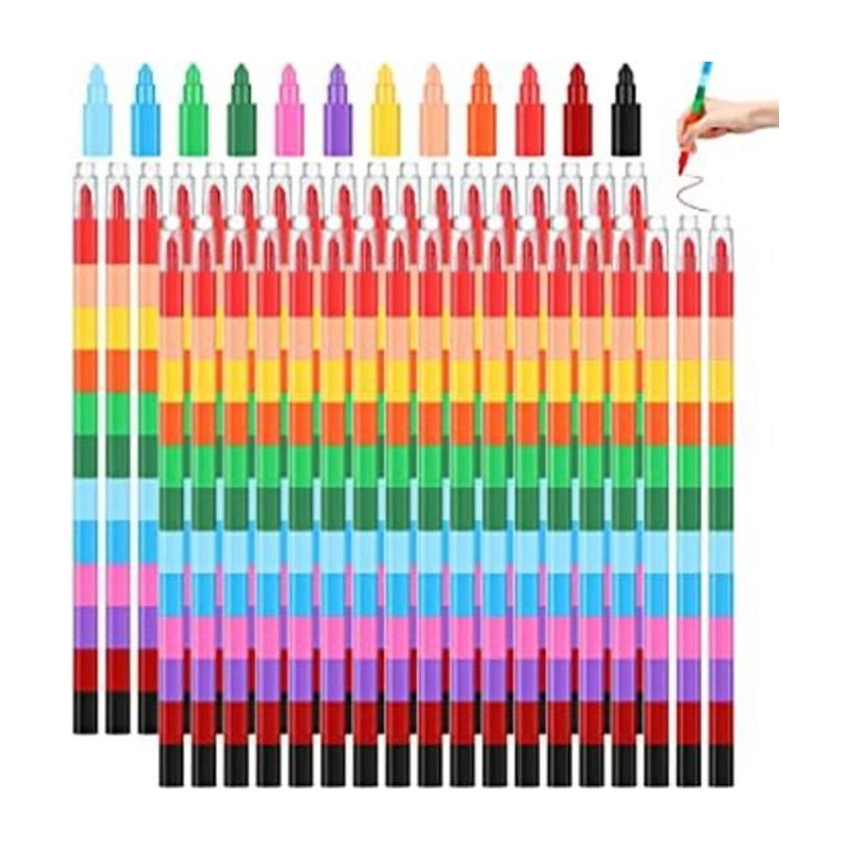 36 lápices de arcoíris apilables para niños crayones