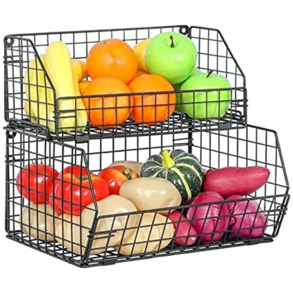 Cesta de frutas y verduras de 2 niveles para