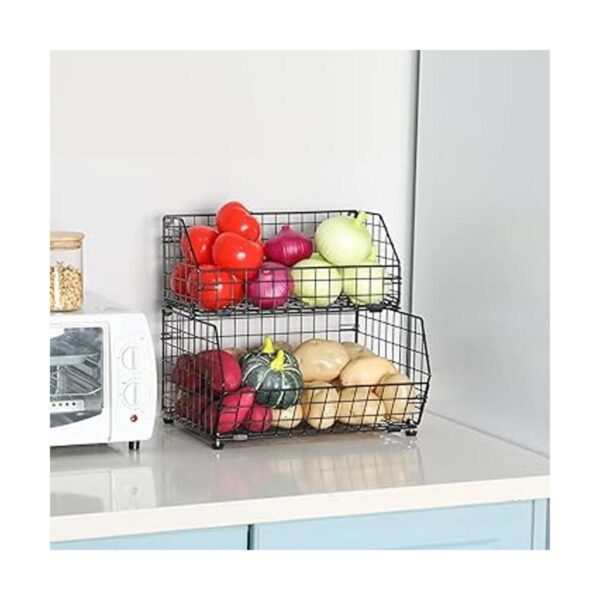 Cesta de frutas y verduras de 2 niveles para