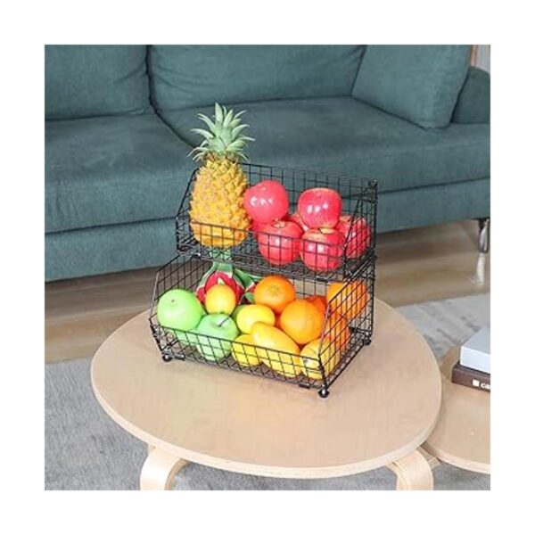 Cesta de frutas y verduras de 2 niveles para