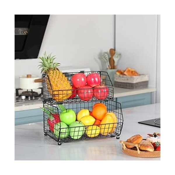 Cesta de frutas y verduras de 2 niveles para