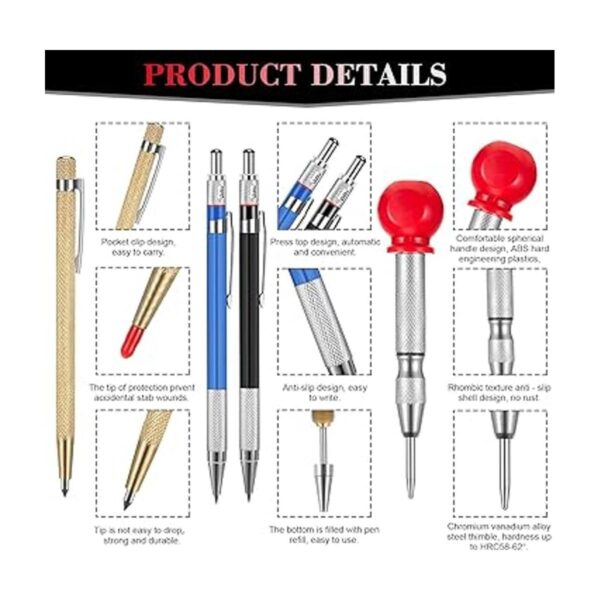 Kit de marcado de 8 piezas de carpintero incluye 4 lápices