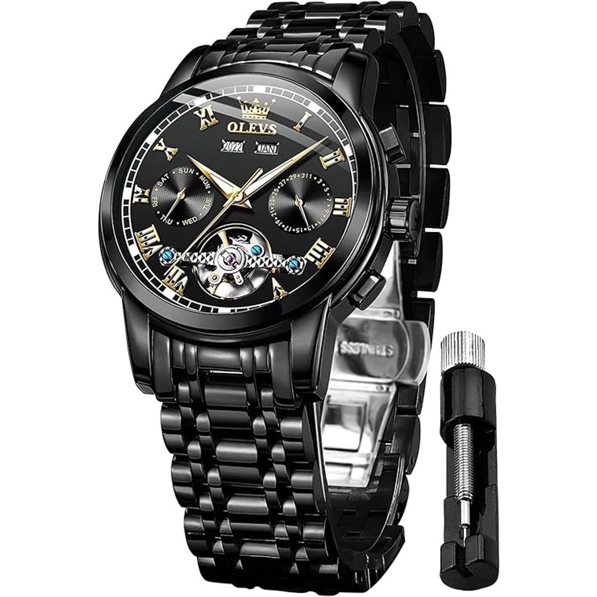 OLEVS Reloj automático Tourbillon mecánico automático de