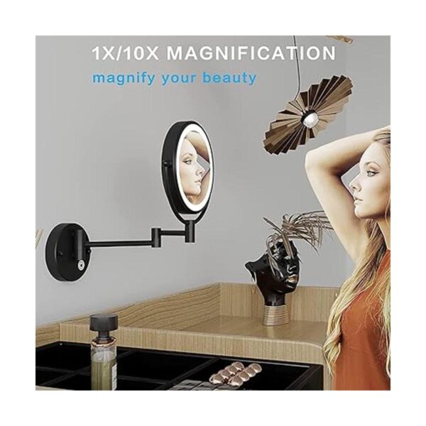 JMFHCD Espejo de maquillaje LED con luces y aumento de 10