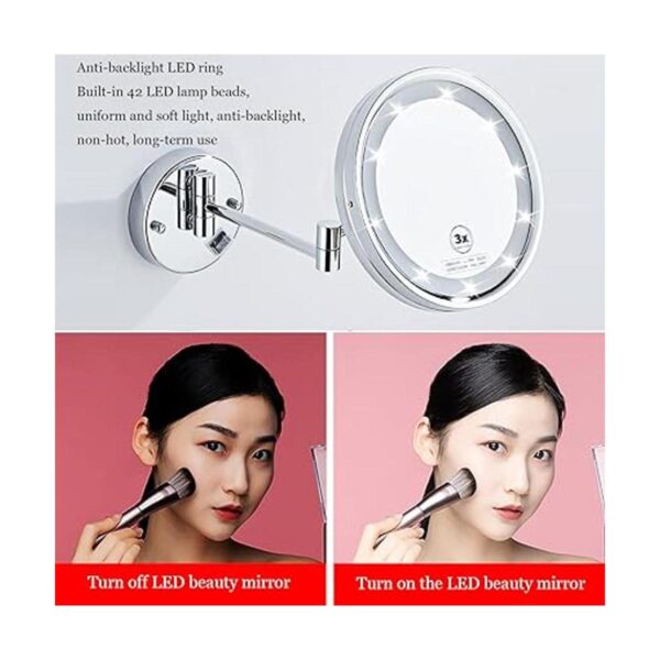 JMFHCD Espejo de maquillaje LED con luces y aumento de 10