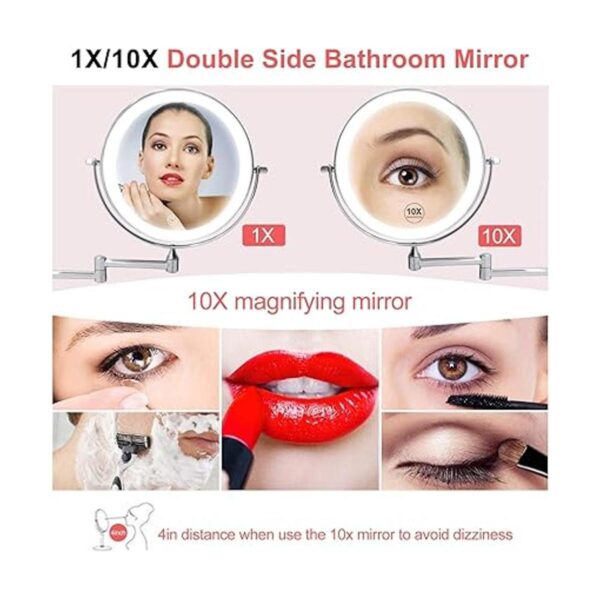 JMFHCD Espejo de maquillaje LED con luces y aumento de 10