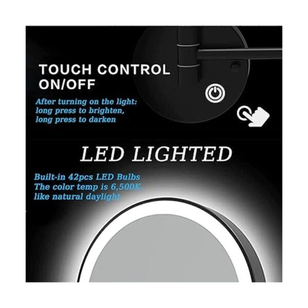 JMFHCD Espejo de maquillaje LED con luces y aumento de 10