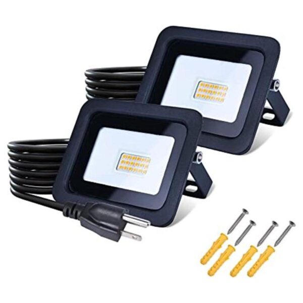 Miwat Paquete de 2 luces LED de 20 W con cable de 5 pies_1