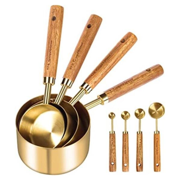 GuDoQi Juego de 8 tazas y cucharas medidoras mango de_1